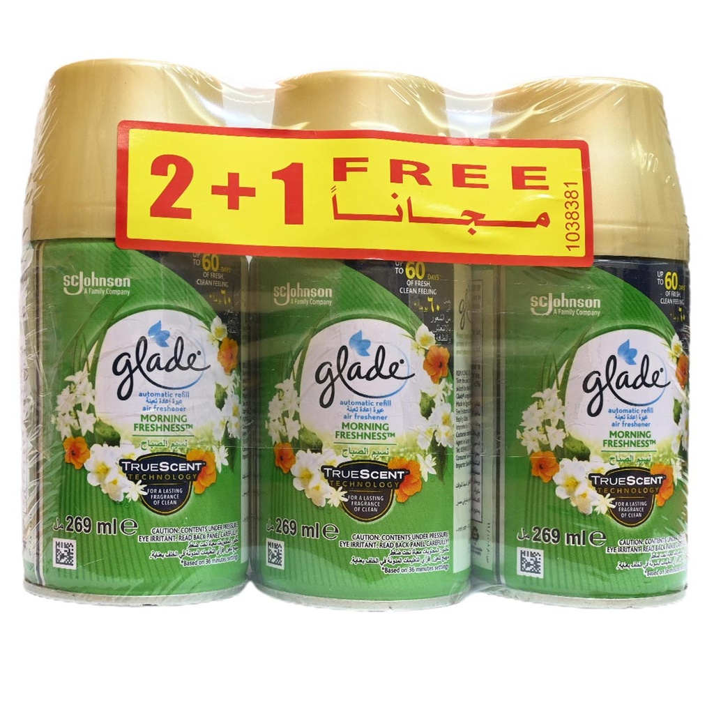 جليد ملطف جو - Glade Air Freshener (A spare part, 269ml, Morning Freshness, 2+1)