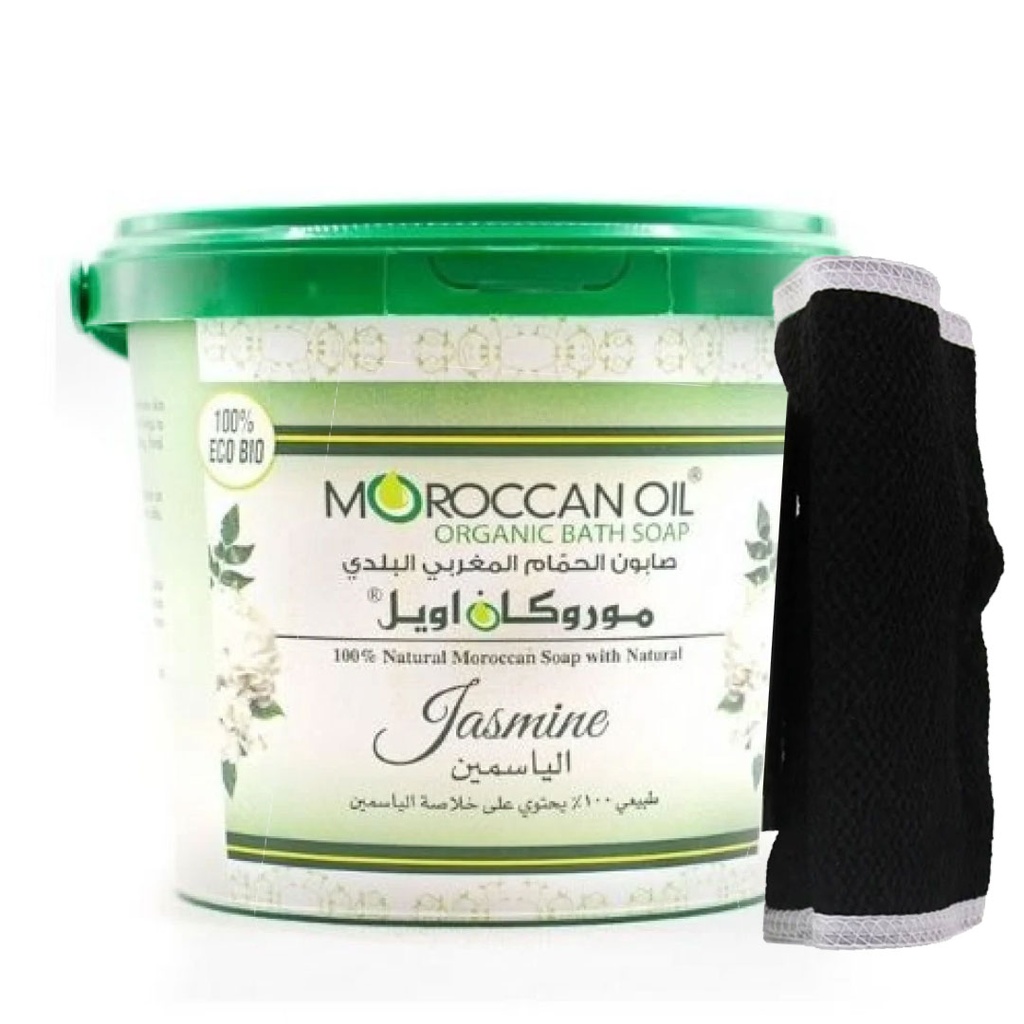 موروكان اويل صابون مغربى ياسمين +ليفة - Moroccan Oil Bath Soup Jasmine +Leaf (850g)