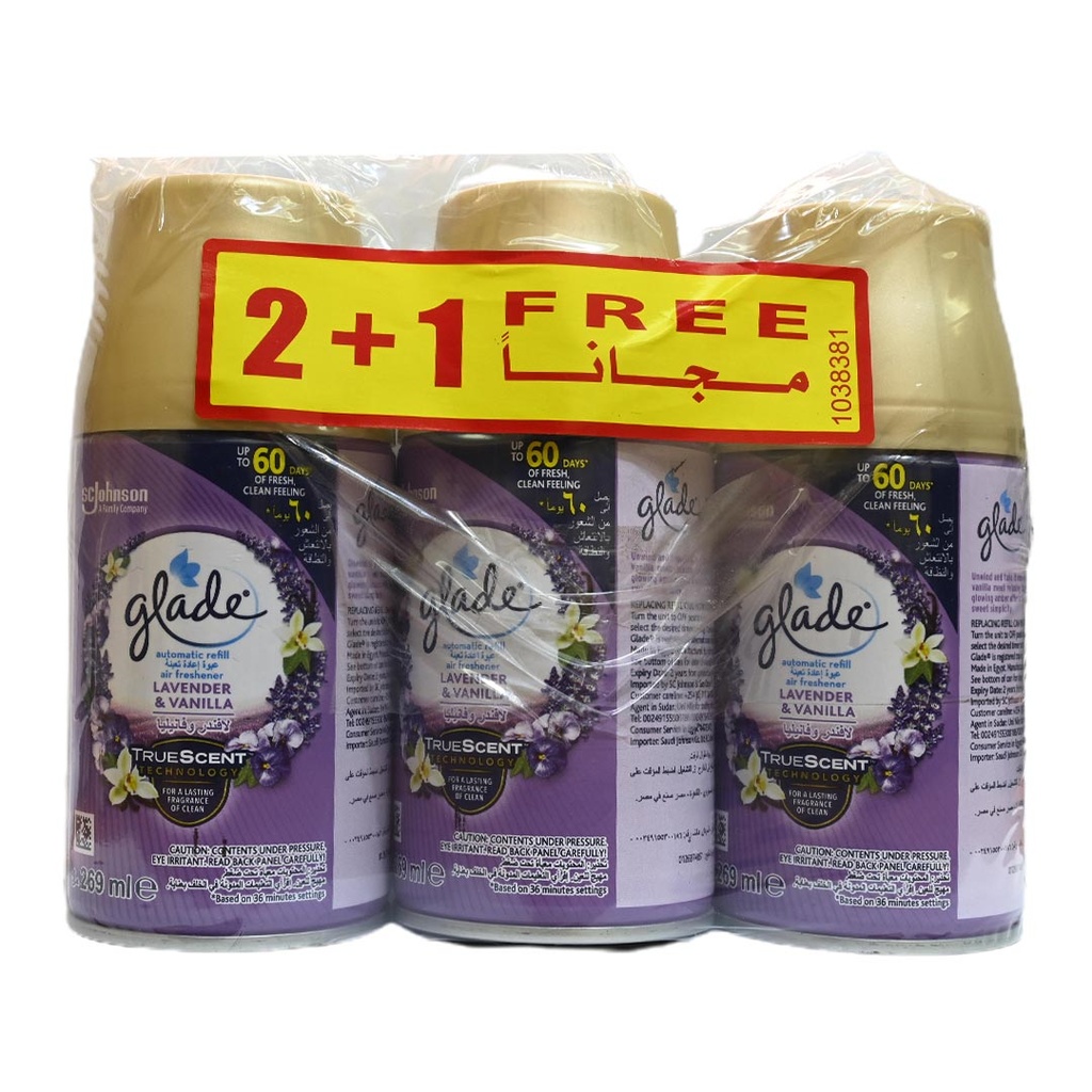 جليد ملطف جو - Glade Air Freshener (A spare part, 269ml, Lavender&Vanilia, 2+1)
