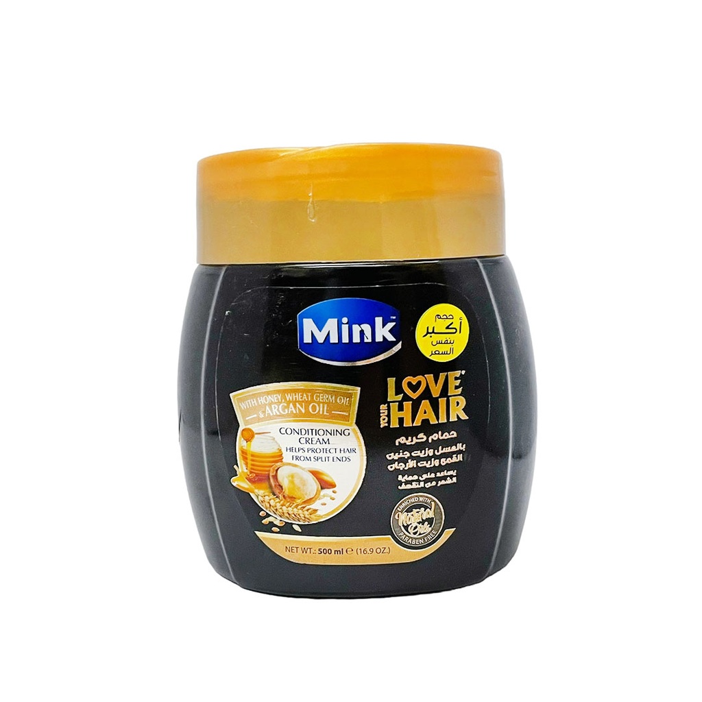 مينك حمام كريم عسل (حجم اكبر) - Mink Hair Mask Honey (500ml)