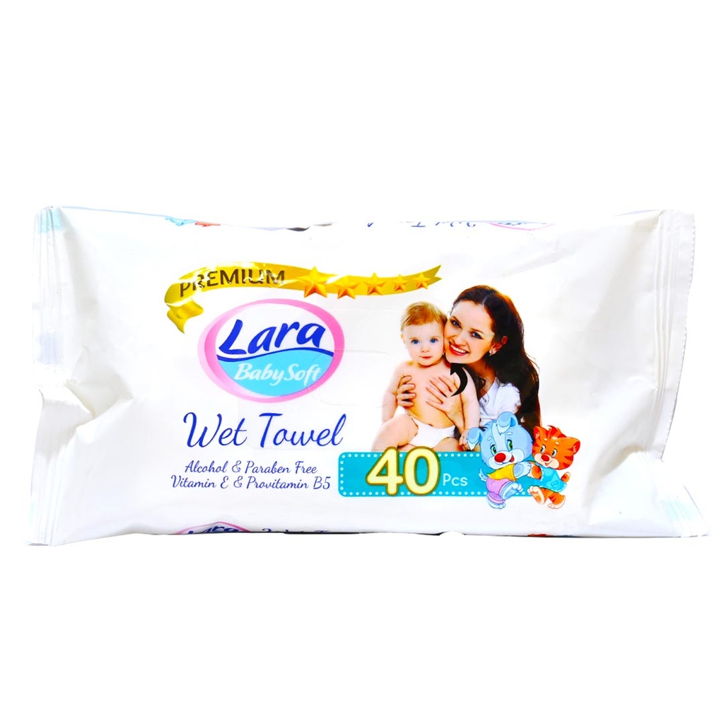 لارا بيبى مناديل - Lara Baby Wipes (without, 40PC, White)
