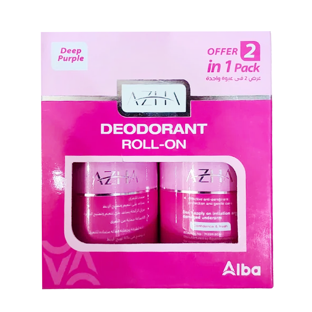 ازها رول اون عرض 2قطعة - Azha Roll On Offer 2Pcs (60ml, Deep purple)