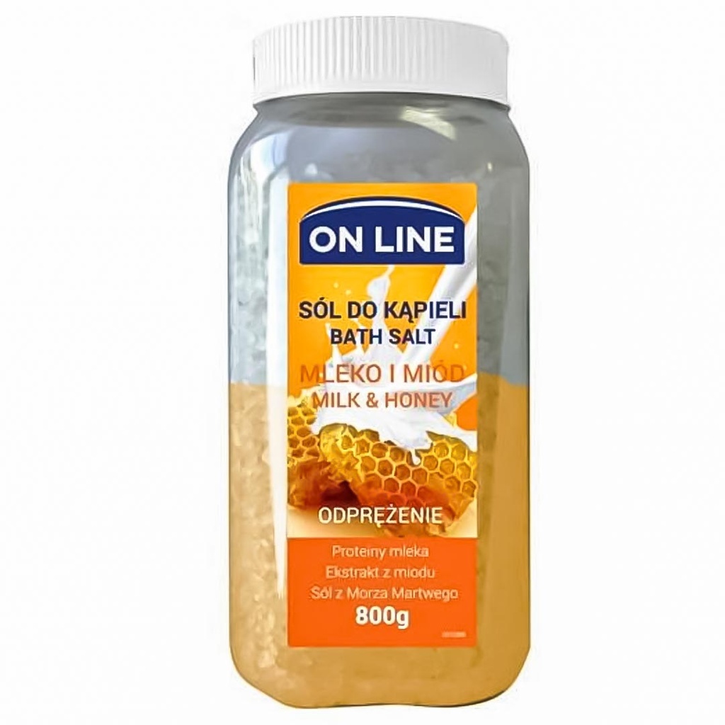 اون لاين ملح - On line Salt (Bath, 800g, Milk&Honey)