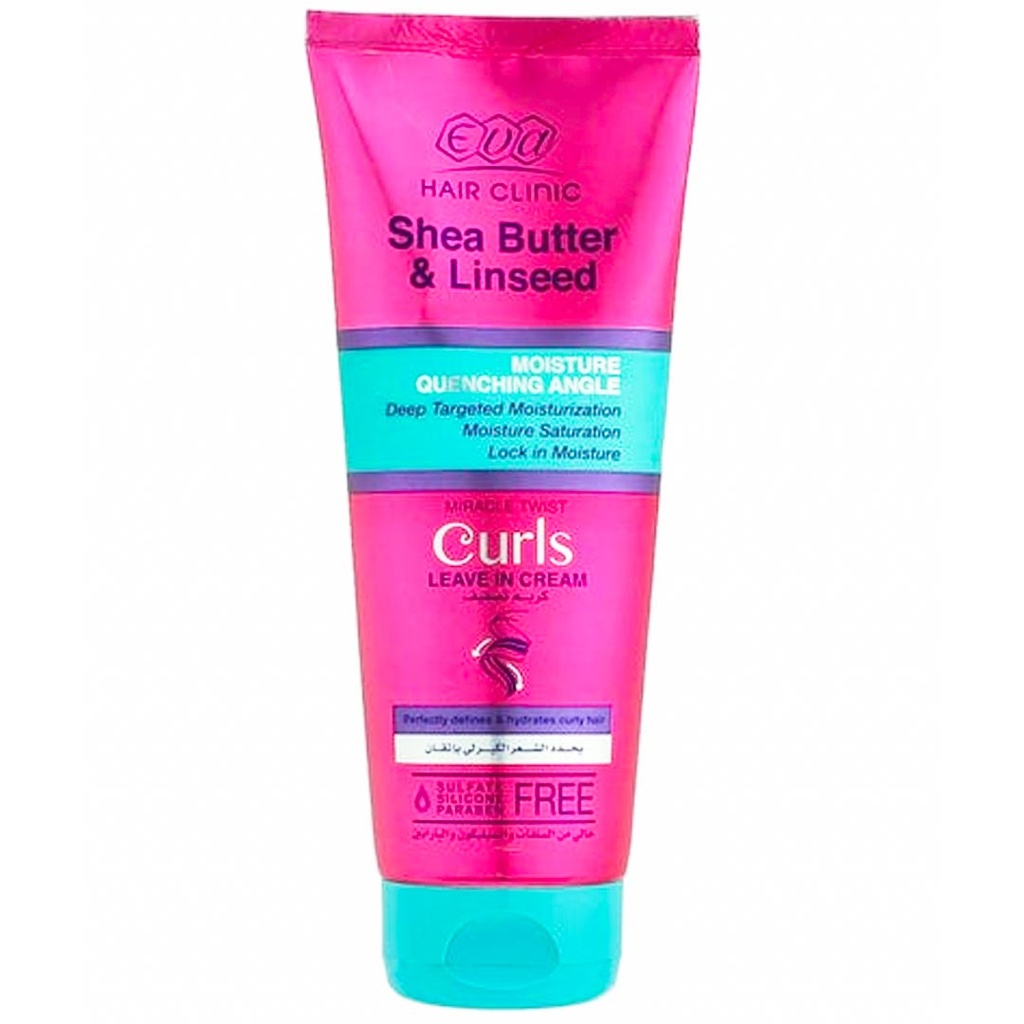 ايفا هير كلينيك كريم تصفيف - Eva Hair Clinic Leave In Cream (200ml, Shea Butter & Linseed)