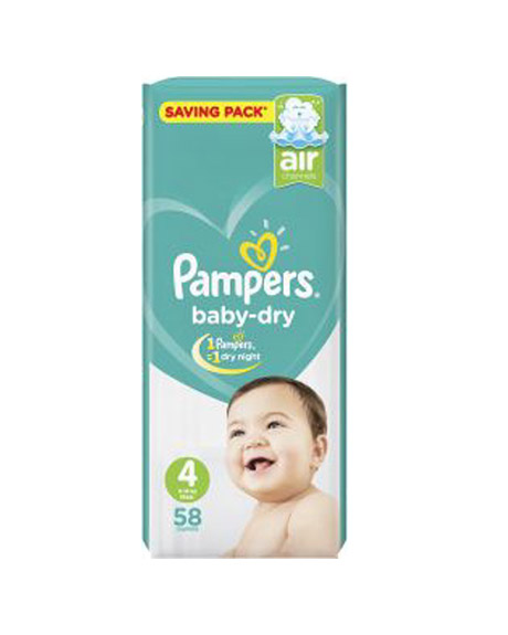 بامبرز حفاضات بيبى دراى - Pampers Diaper Baby-Dry (Saving Pack, 58PC, 4)