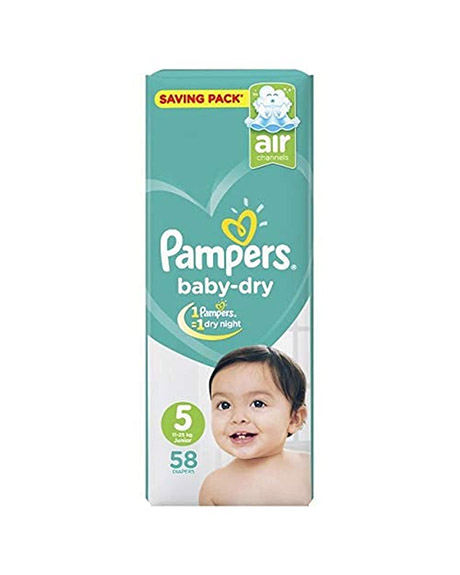 بامبرز حفاضات بيبى دراى - Pampers Diaper Baby-Dry (58PC, 5)