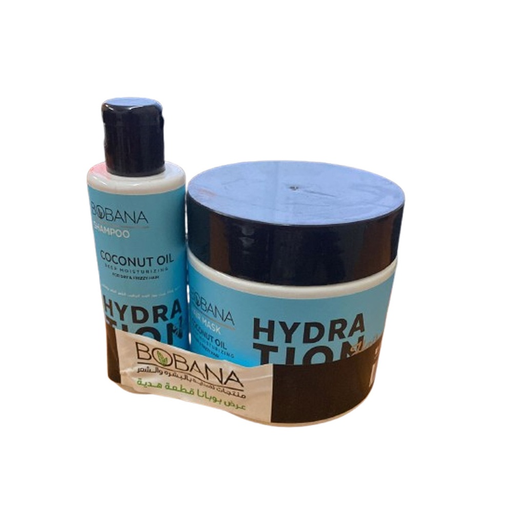بوبانا حمام كريم جوزهند +شامبو 100مل - Bobana Hair Mask Coconut +Shampoo 100ml (500g)