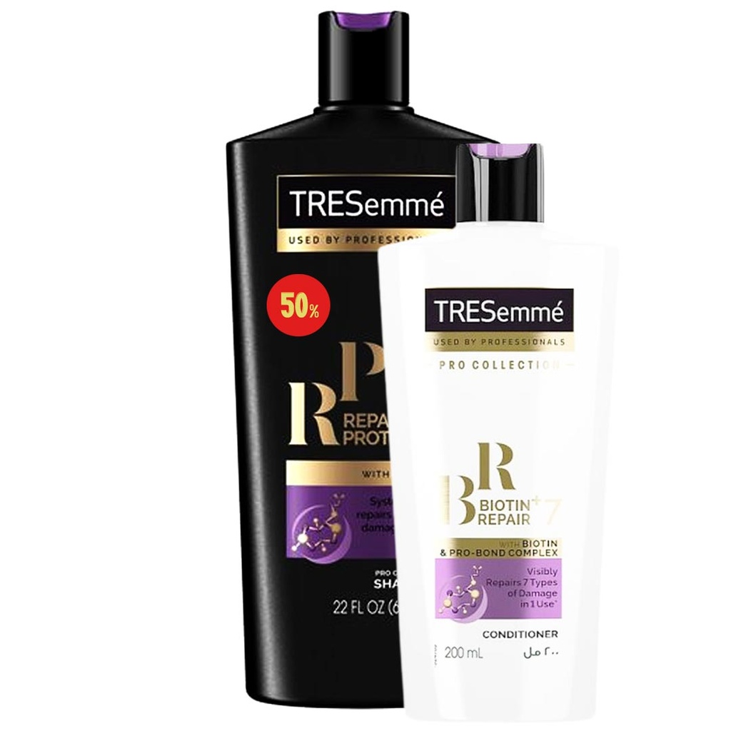 تريسمى شامبو  و بلسم بيوتين خصم 50% - TRESemme Shampoo & Conditioner Biotin Offer 50% (650ml+200ml)