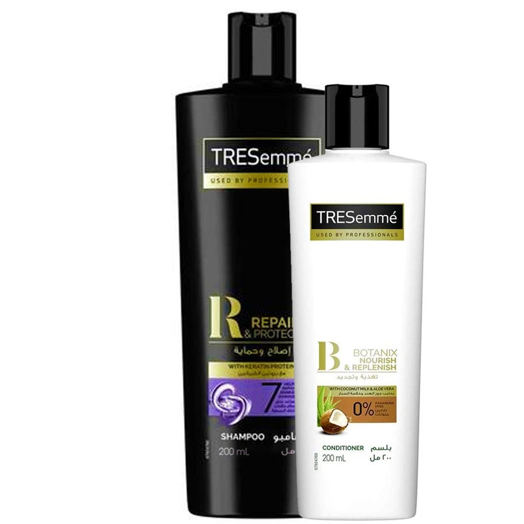 تريسمى شامبو بروتين الكيراتين + بلسم جوز هند و صبار - TRESemme Shampoo Protein Keratin + Conditioner Coconut & Aloe Vera (200ml+200ml)