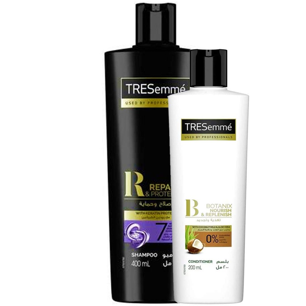 تريسمى شامبو بروتين الكيراتين + بلسم جوز هند و صبار - TRESemme Shampoo Protein Keratin + Conditioner Coconut & Aloe Vera (400ml+200ml)
