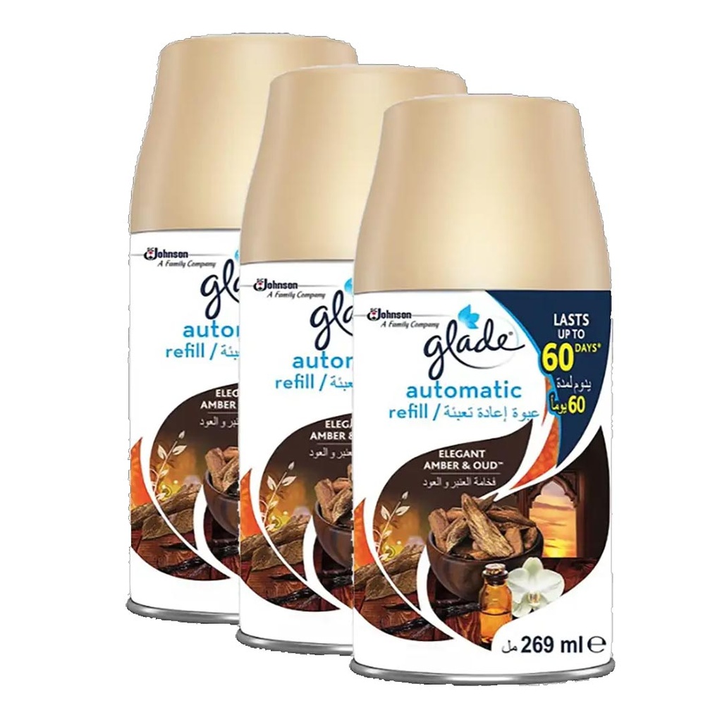 جليد ملطف جو - Glade Air Freshener (A spare part, 269ml, Elegant Amber&Oud, 2+1)