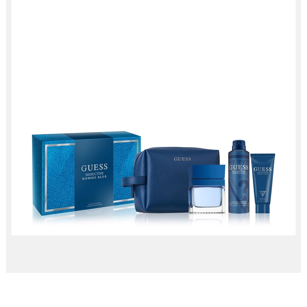 جيس سيدكتف بلو طقم شنطة - Guess Seductive Blue Set Bag EDT-M (100ml+100ml+226ml)