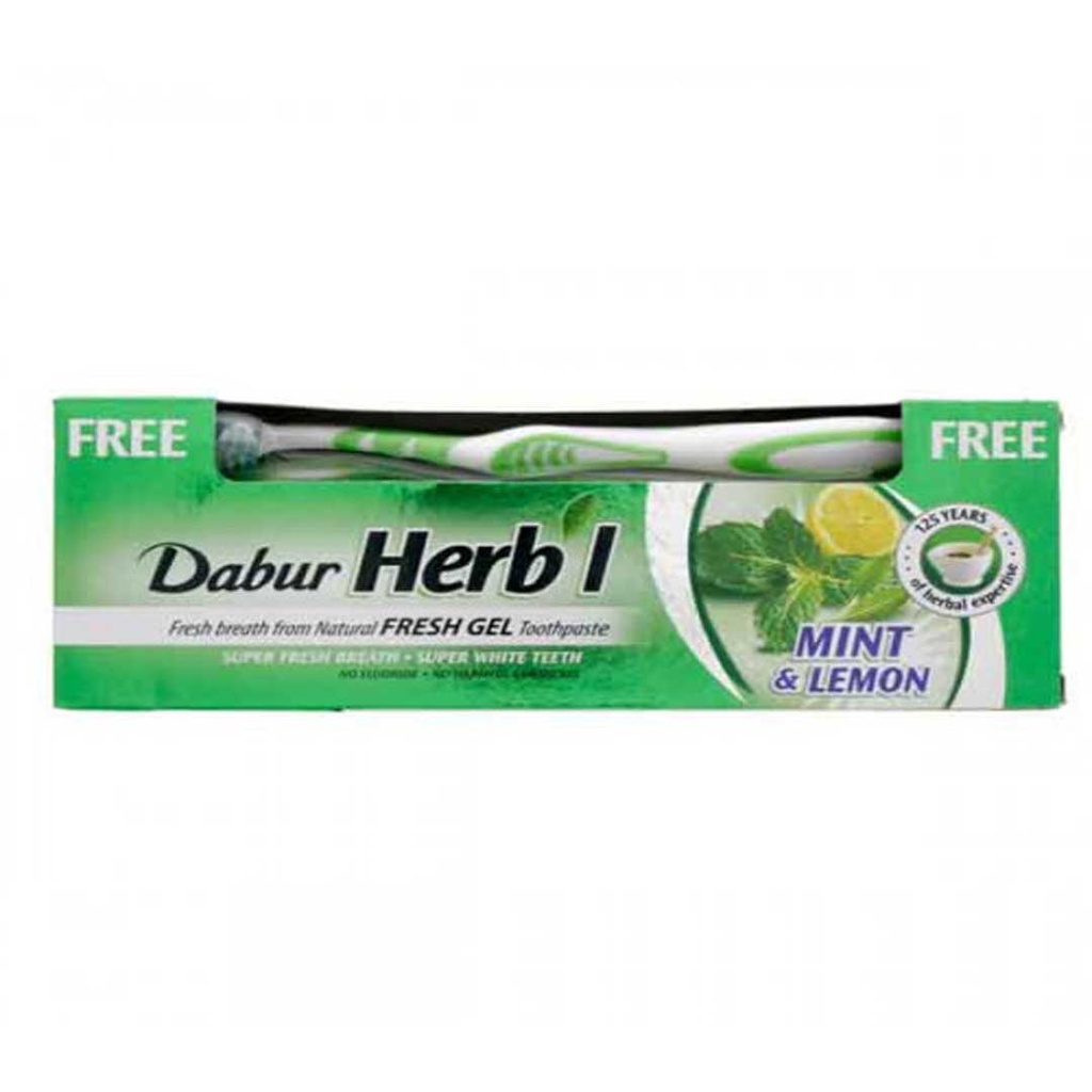 دابر هيربال معجون اسنان - Dabur Herbl Tooth paste (150ml, Lemon&Mint, +Brush)