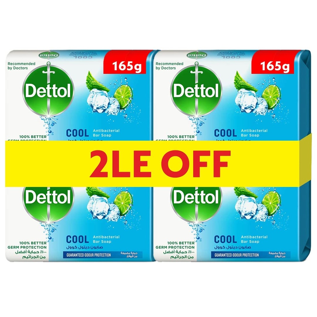 ديتول صابون - Dettol Soap 4Psc (165g, Cool, Discount 2E.L)