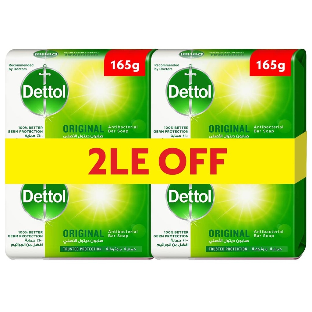 ديتول صابون - Dettol Soap 4Psc (165g, Original, Discount 2E.L)