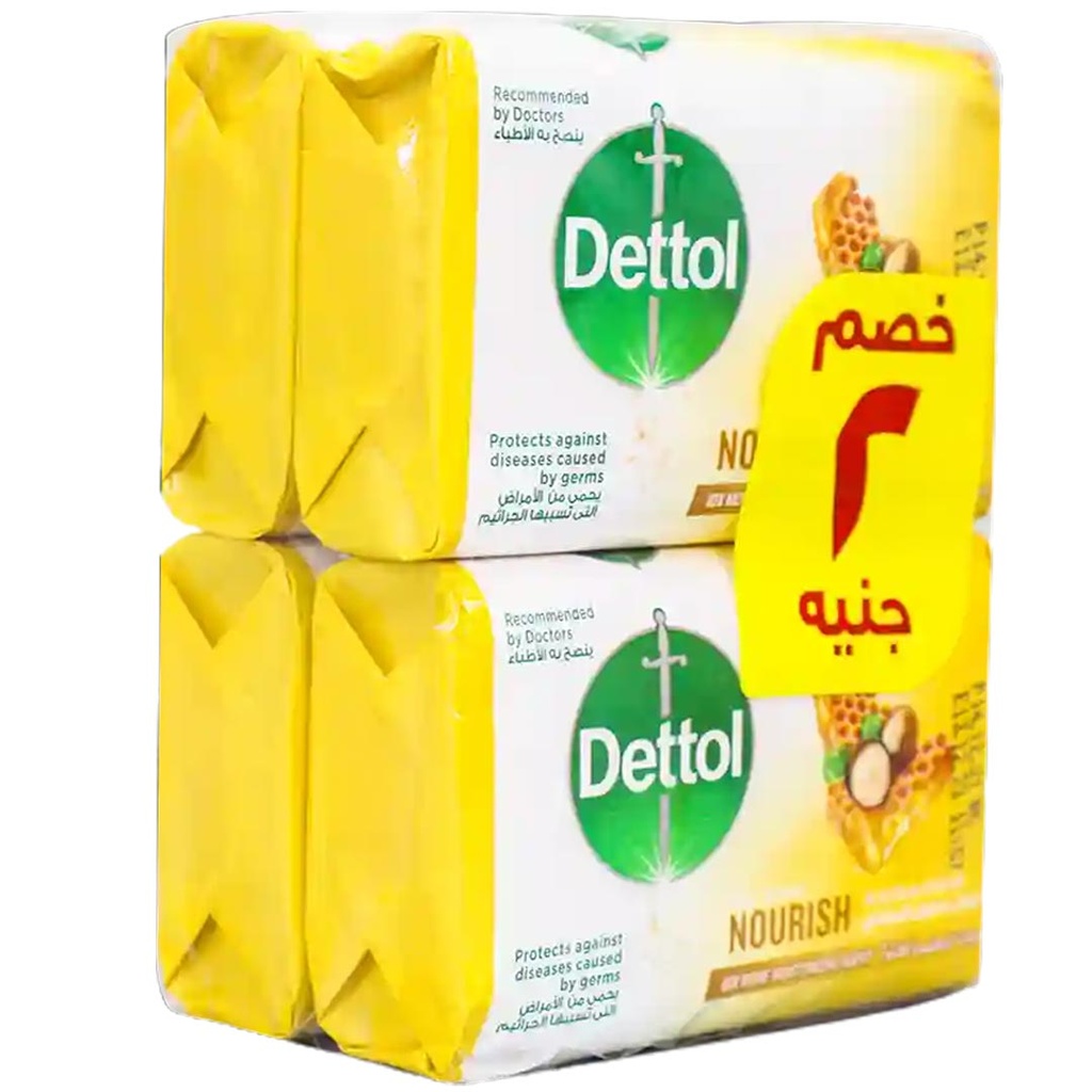 ديتول صابون - Dettol Soap 4Psc (115g, Nourish, Discount 2E.L)
