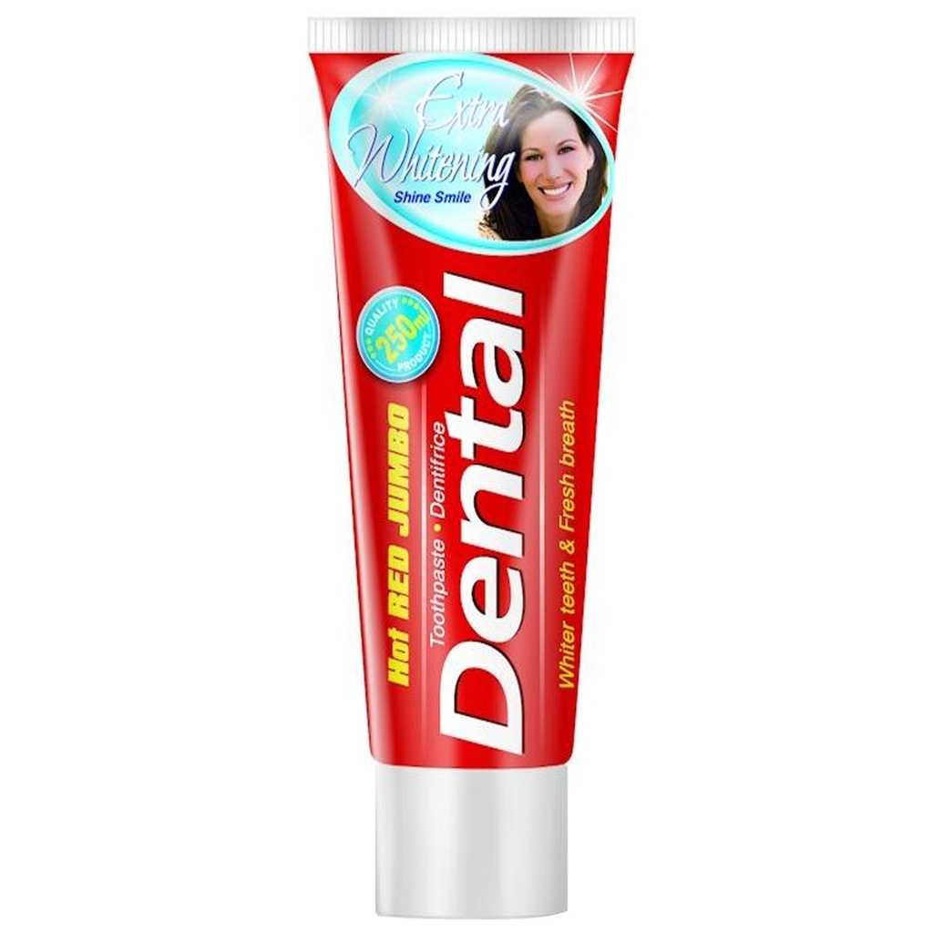 دينتال هوت ريد جامبو معجون اسنان - Dental Hoot Red Jumbo Tooth Paste (250ml, Extra Whitening, without)