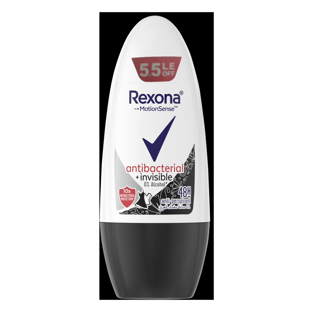 ريكسونا رول اون - Rexona Roll On (Woman, 50ml, Antibacteri Invisible, discount 5.5E.L)
