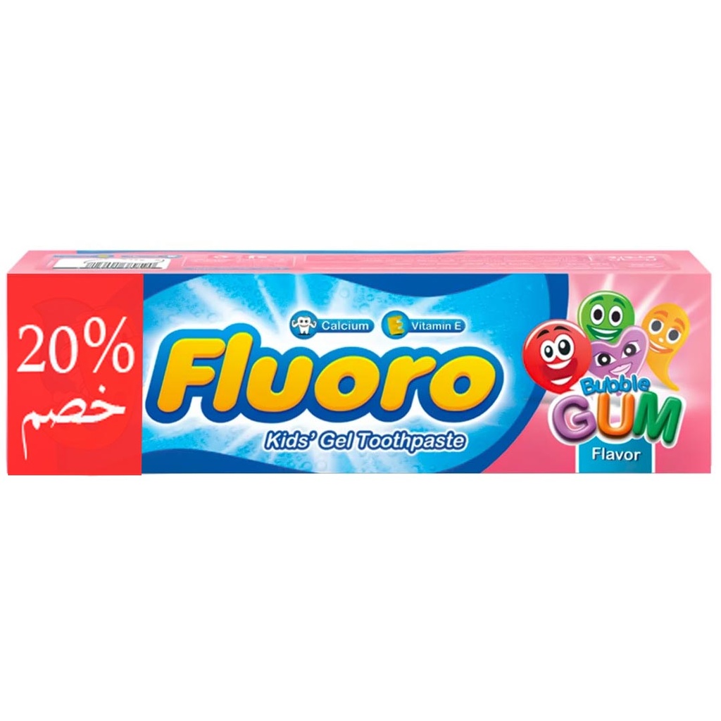 فلورو معجون اطفال - Fluoro Kids paste (50 g, Bubble Gum, discount 20%)