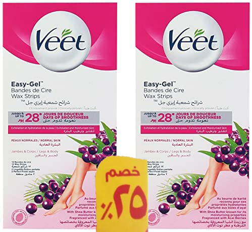 فيت شرائح شمع - Veet Wax Strips (Body, Normal, 1+1 Discount25%, 12PC)