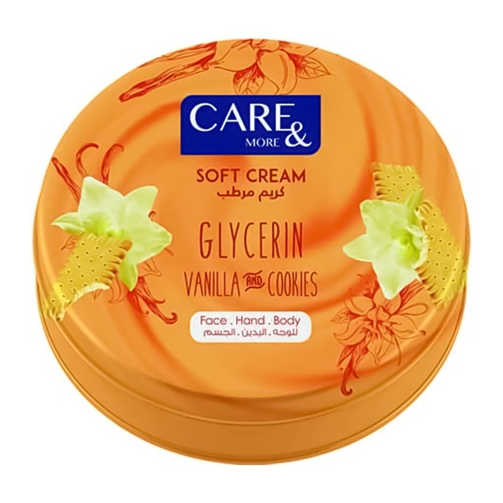 كير اند مور كريم جليسرين فانيلا&كوكيز - Care & More Glycerin Cream Vanilla&Cookies (125ml)