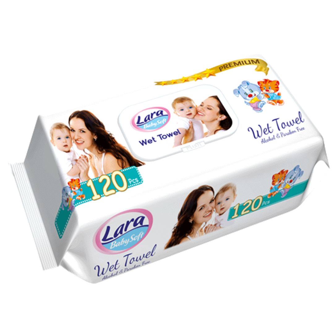 لارا بيبى مناديل - Lara Baby Wipes (Premium, without, 120PC)