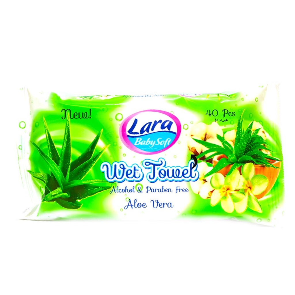 لارا بيبى مناديل صبار - Lara Baby Wipes Aloe Vera (without, 40PC)
