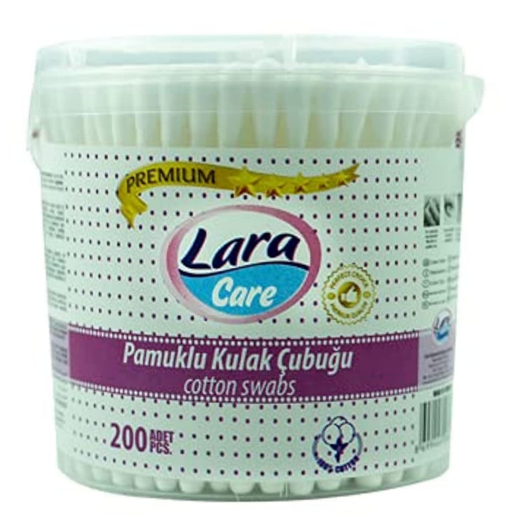 لارا كير قطن عود - Lara care Cotton Swabs (200PC)