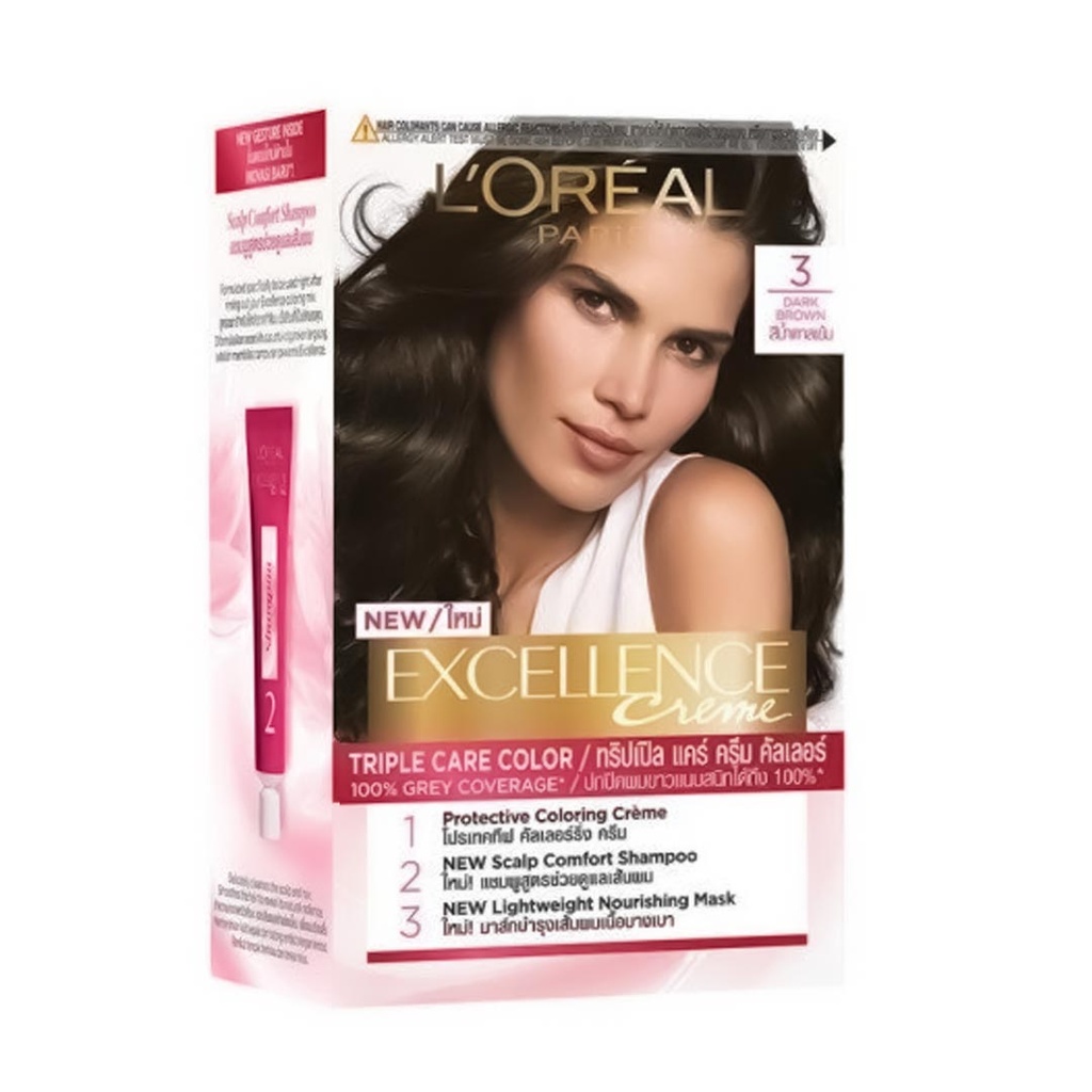 لوريال صبغة - Loreal Color (Excellence, 48ml, without, dark brown 3)