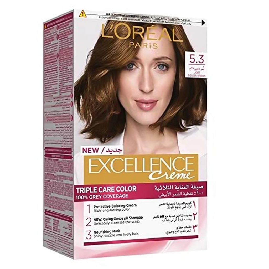 لوريال صبغة - Loreal Color (Excellence, 48ml, without, Light Golden Brown 5-3)