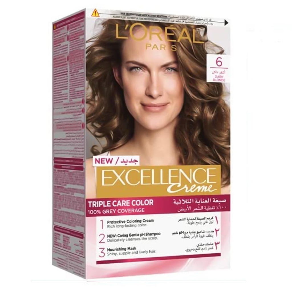 لوريال صبغة - Loreal Color (Excellence, 48ml, without, Dark Blonde 6)
