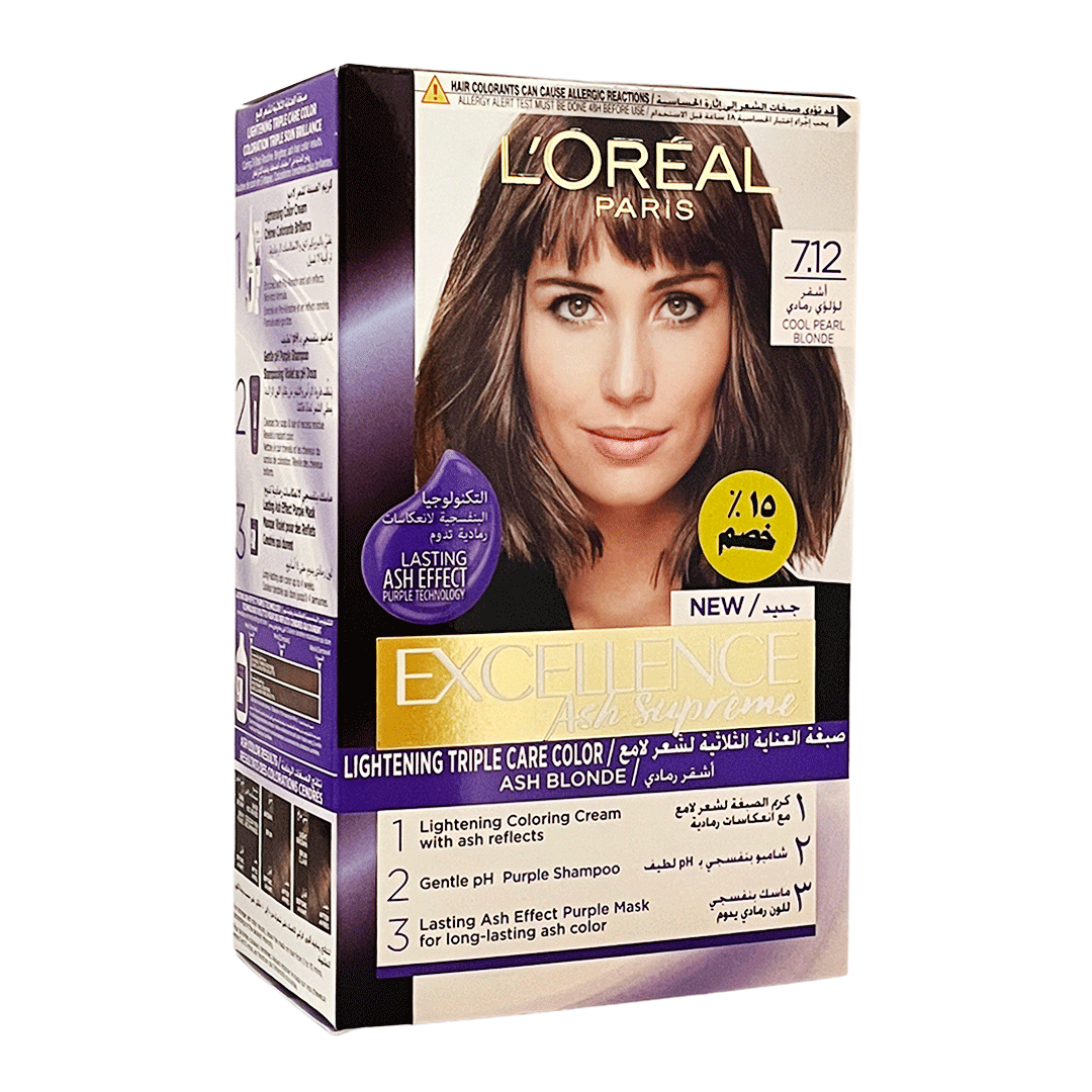 لوريال صبغة اكسيلنس 12-7 اشقر لؤلؤى رمادى خصم 15% - Loreal Color Excellence 7-12 Cool Pearl Blonde Offer 15% (Cool Pearl Blonde 7-12)