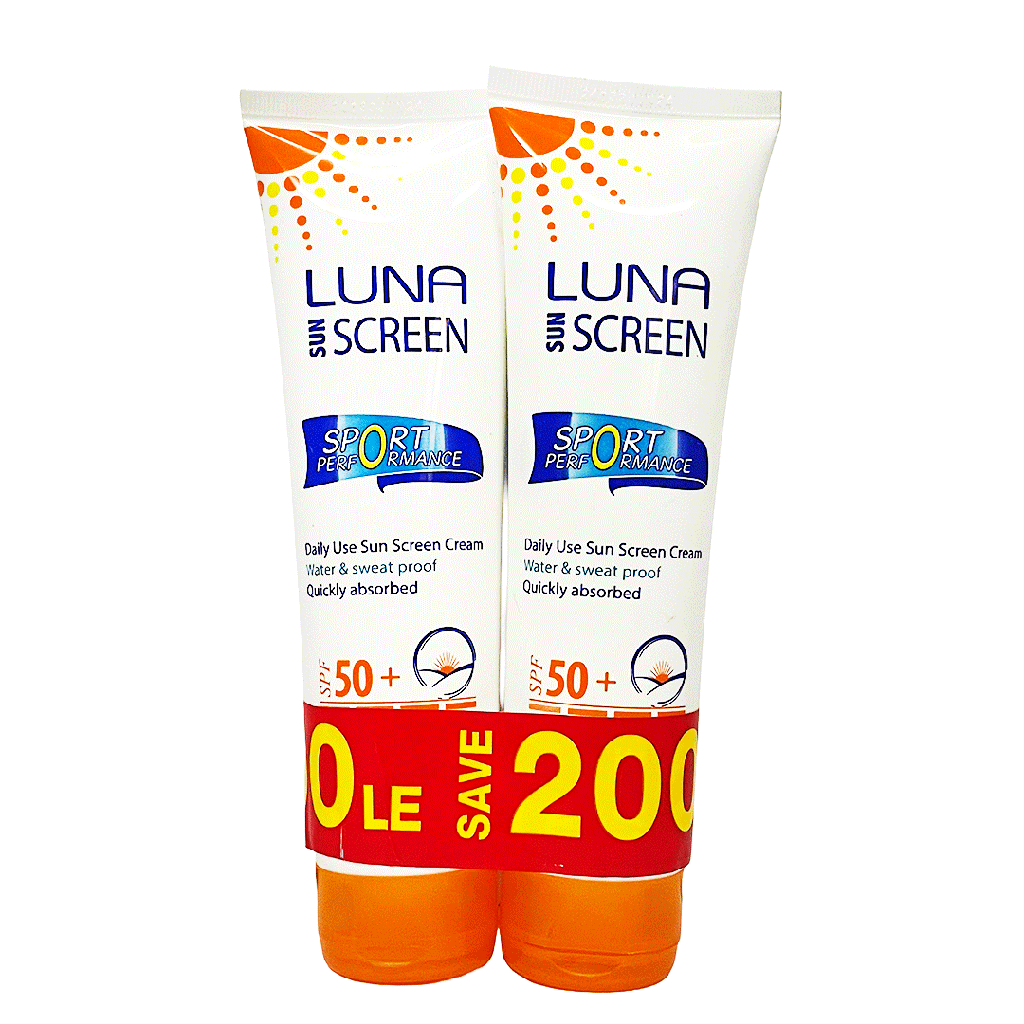 لونا صن سكرين 1+1 +50 وفر 200جنية - Luna Sunscreen 1+1 SPF 50+ Offer 200EGP (130ml+130ml)