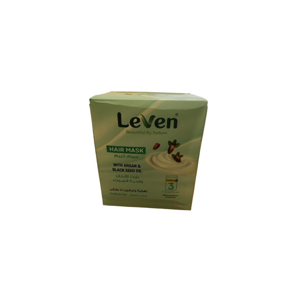 ليفين حمام كريم - Leven Hair Mask 35g (35ml, Argan&Black Seed)