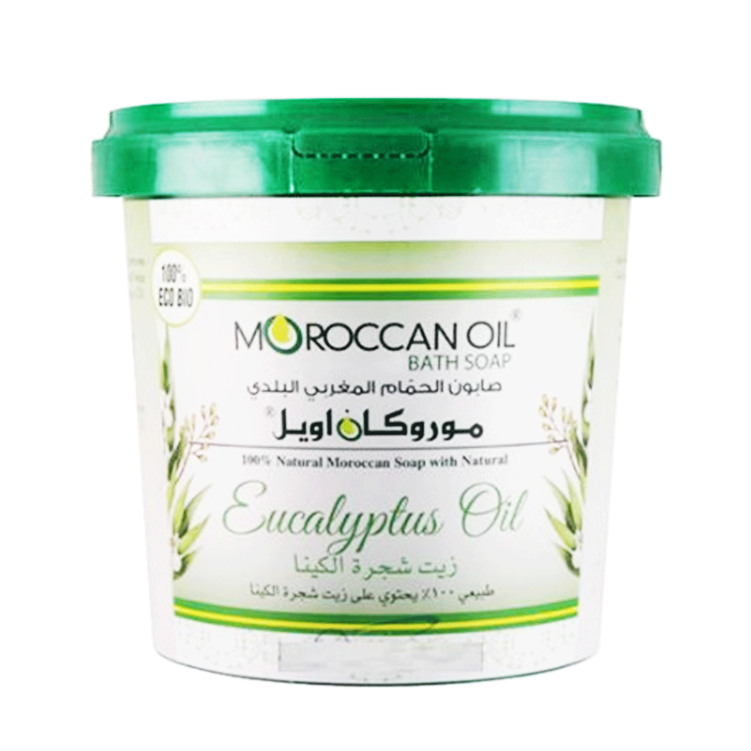 موروكان اويل صابون مغربى بزيت شجرة الكينا + ليفة - Moroccan Oil Bath Soup Eucalyptus Oil + Leaf (850g)