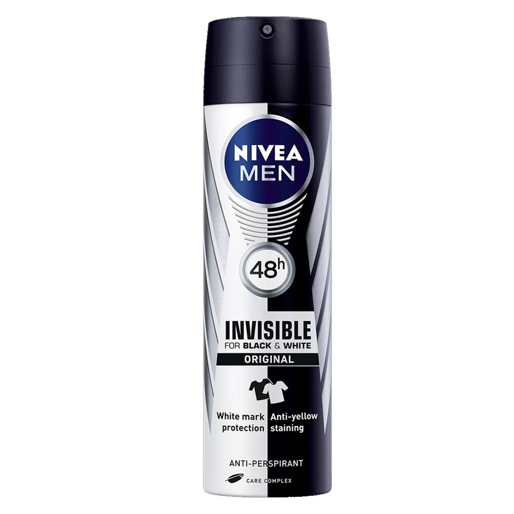 نيفيا مزيل - Nivea Deodorant (Spray, men, 150ml, Black&White Invisible Original, without)