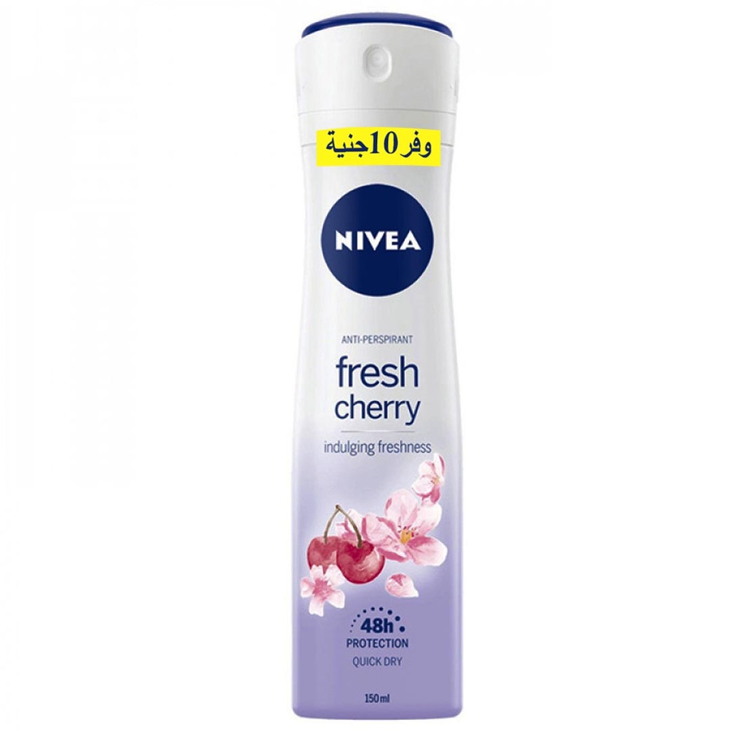 نيفيا مزيل - Nivea Deodorant (Spray, Woman, 150ml, Fresh Cherry, Save 10 EGP)