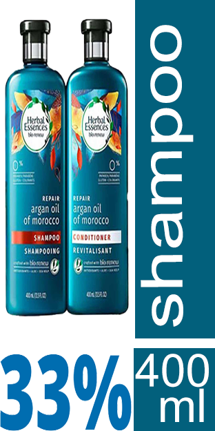 هربل ايسنسز شامبو - Herbal Essences Shampoo (400ml+400ml, Argan, +Conditioner 33%)