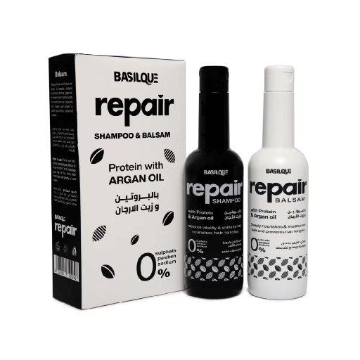 بازيلك شامبو و بلسم بروتين و زيت ارجان - Basilque Shampoo & Conditioner Protein With Argan Oil (500ml+500ml)