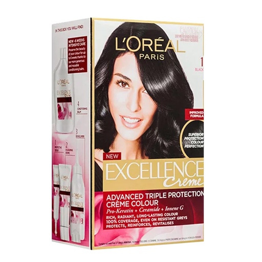 لوريال صبغة - Loreal Color (Excellence, 48ml, without, Black 1)